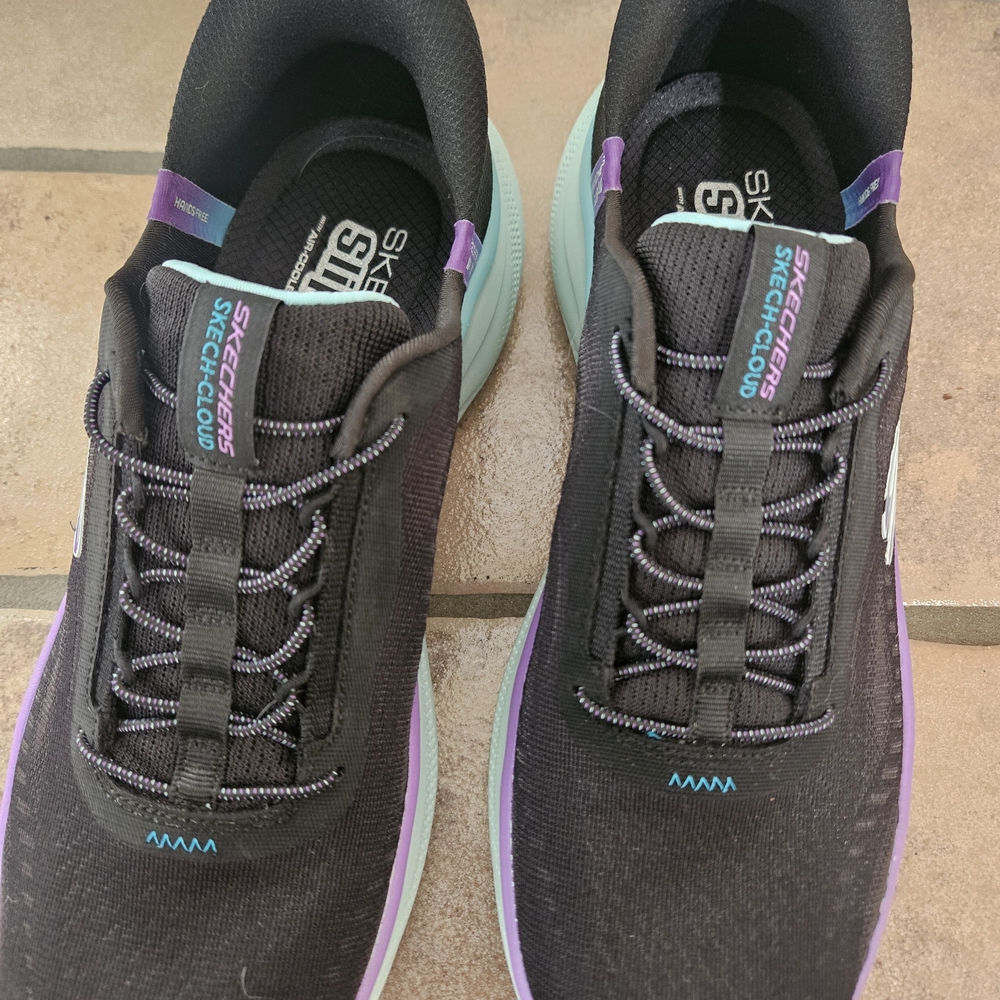 Skechers Slip-Ins Women's Black Sneakers with Purple and Teal Accents